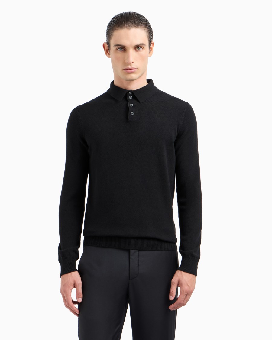 The world of armani POLO A MANICHE LUNGHE IN CASHMERE Fino al 50% di sconto