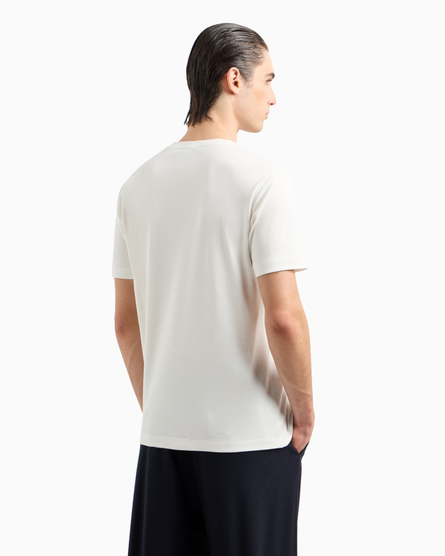 The world of armani T-SHIRT IN INTERLOCK DI PURO COTONE CON LOGO RICAMATO Moda