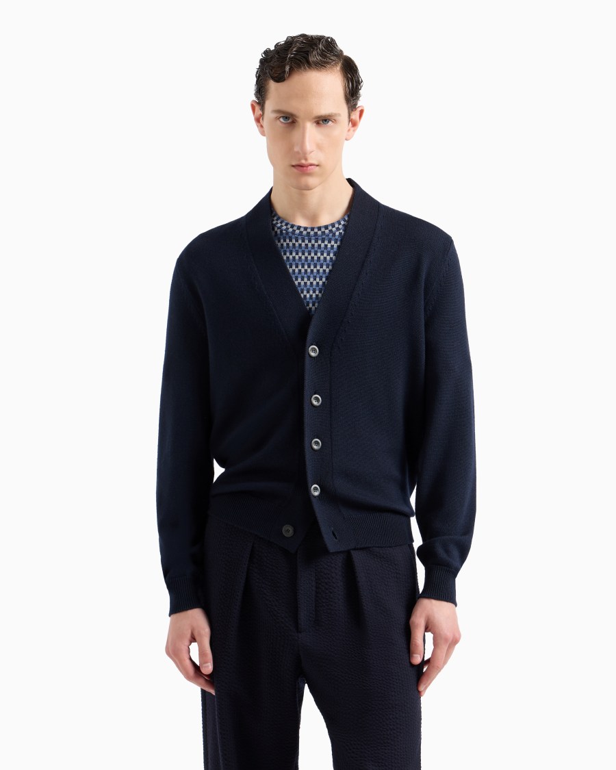 The world of armani CARDIGAN CON BOTTONI IN LANA VERGINE Spedizione Gratuita