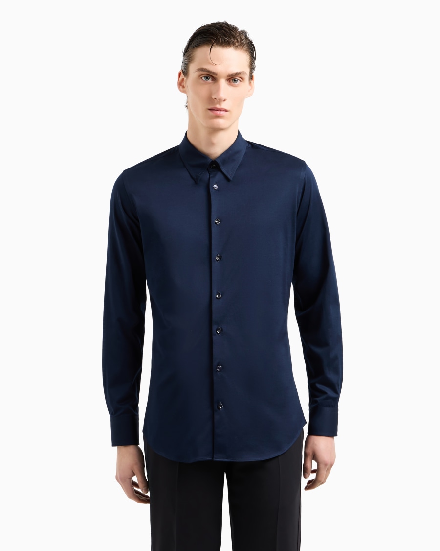 The world of armani CAMICIA SLIM FIT ICON IN JERSEY DI COTONE Soddisfazione Garantita