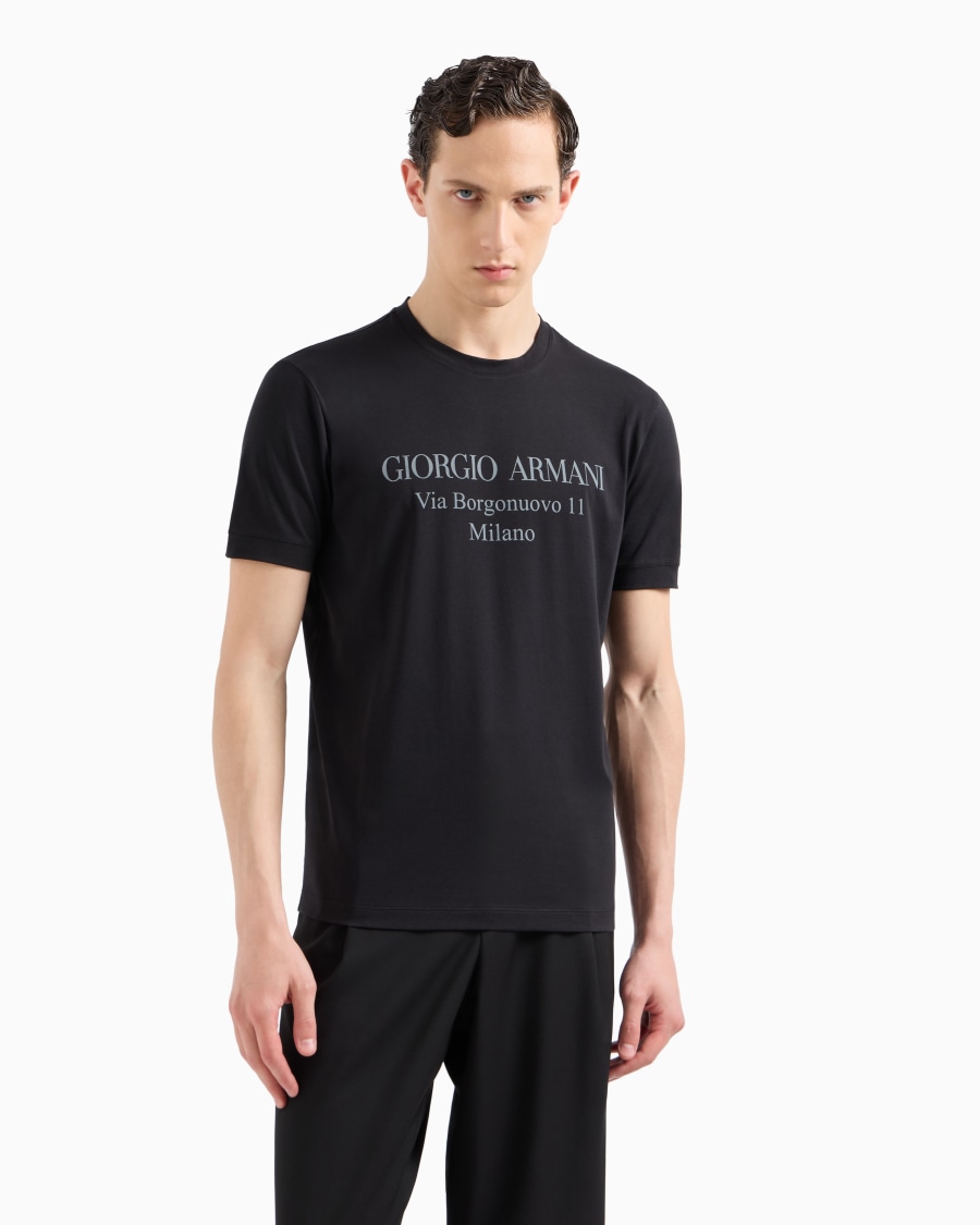 The world of armani T-SHIRT GIROCOLLO BORGONUOVO 11 IN JERSEY DI COTONE PIMA Novità