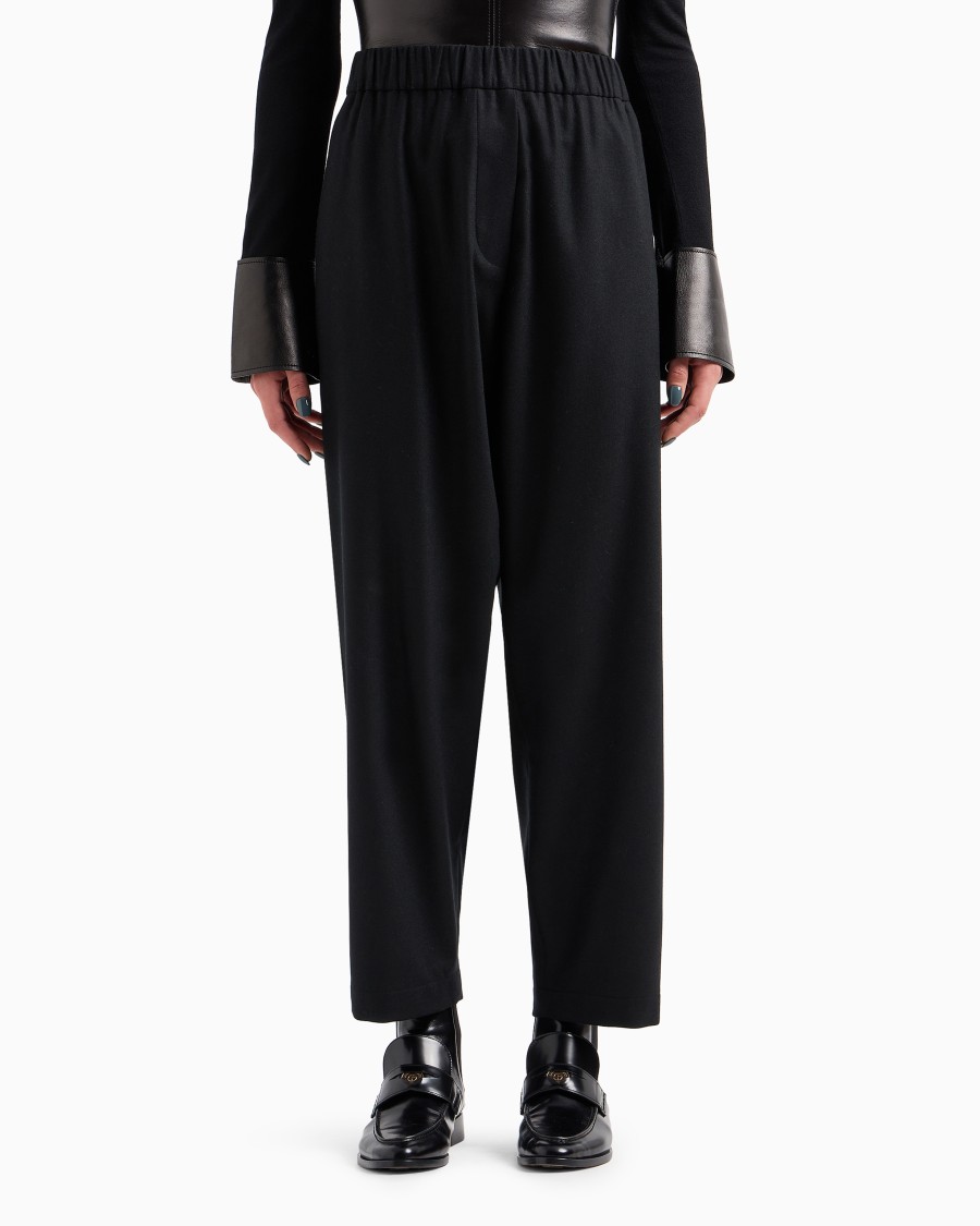 The world of armani PANTALONI MORBIDI IN FLANELLA LANA E CASHMERE Saldi