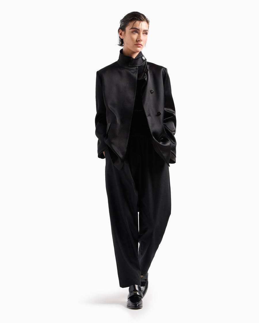 The world of armani PANTALONI MORBIDI IN FLANELLA LANA E CASHMERE Saldi