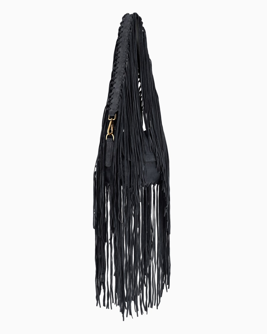 The world of armani BORSA LA PRIMA IN PELLE SCAMOSCIATA CON FRANGE Saldi Di Fabbrica