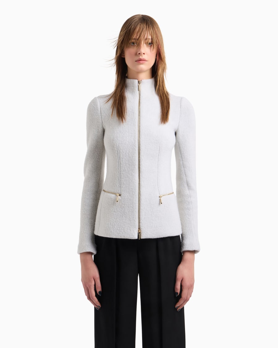 The world of armani GIACCA CON ZIP IN COTONE LANA E CASHMERE DOUBLE Vendite Flash