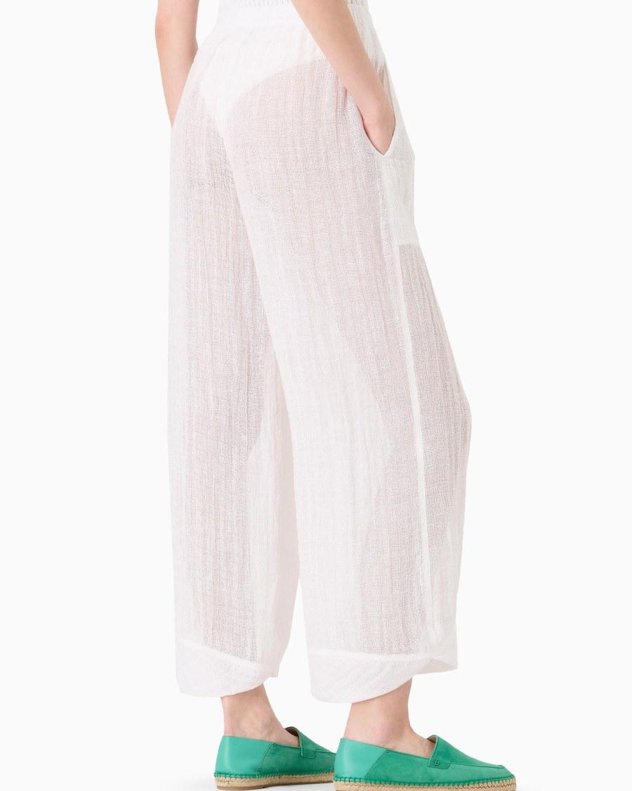 The world of armani PANTALONI AMPI IN MISTO LINO Nuova