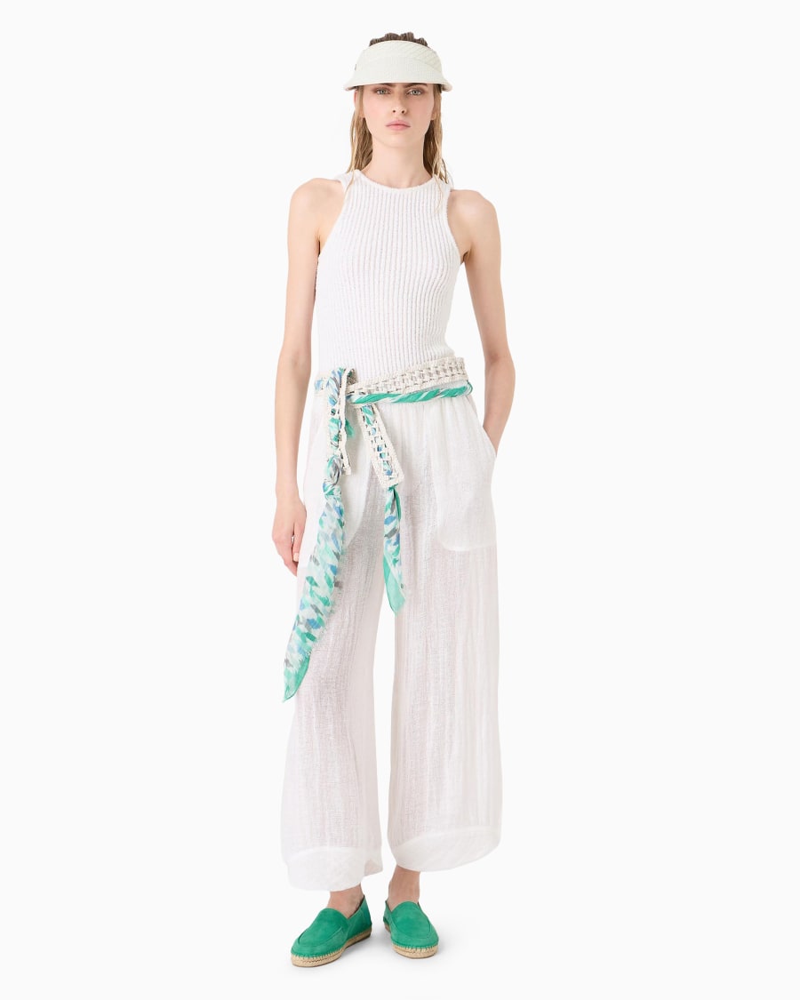 The world of armani PANTALONI AMPI IN MISTO LINO Nuova