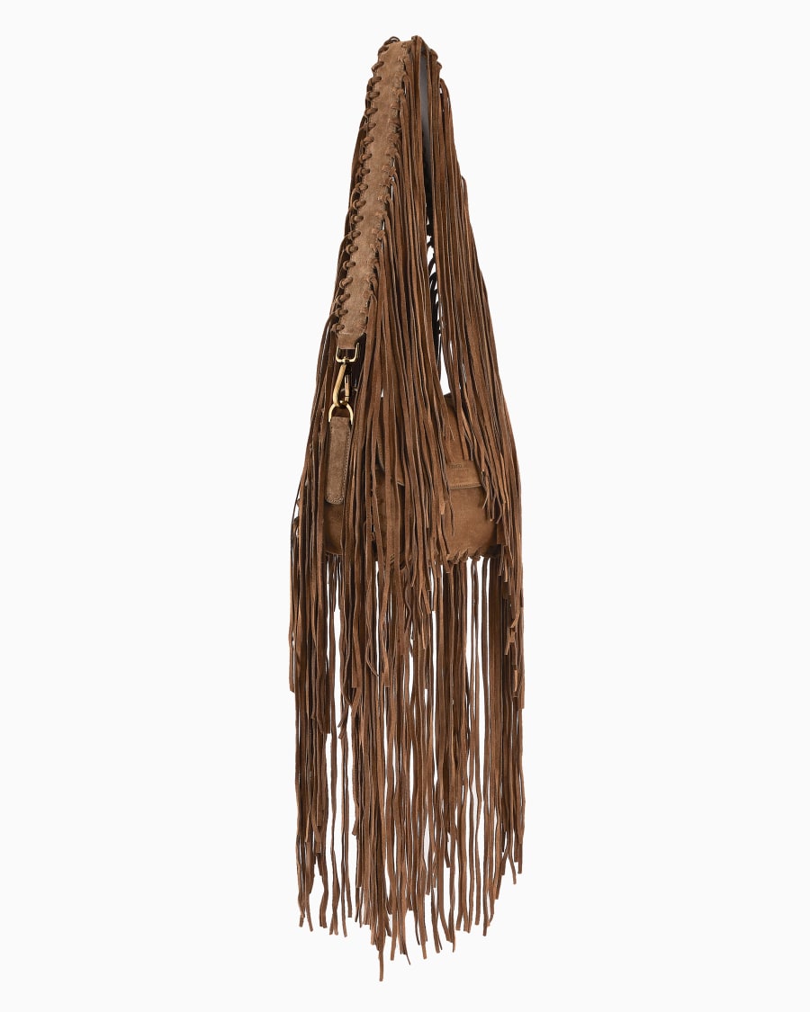 The world of armani BORSA LA PRIMA IN PELLE SCAMOSCIATA CON FRANGE 2025