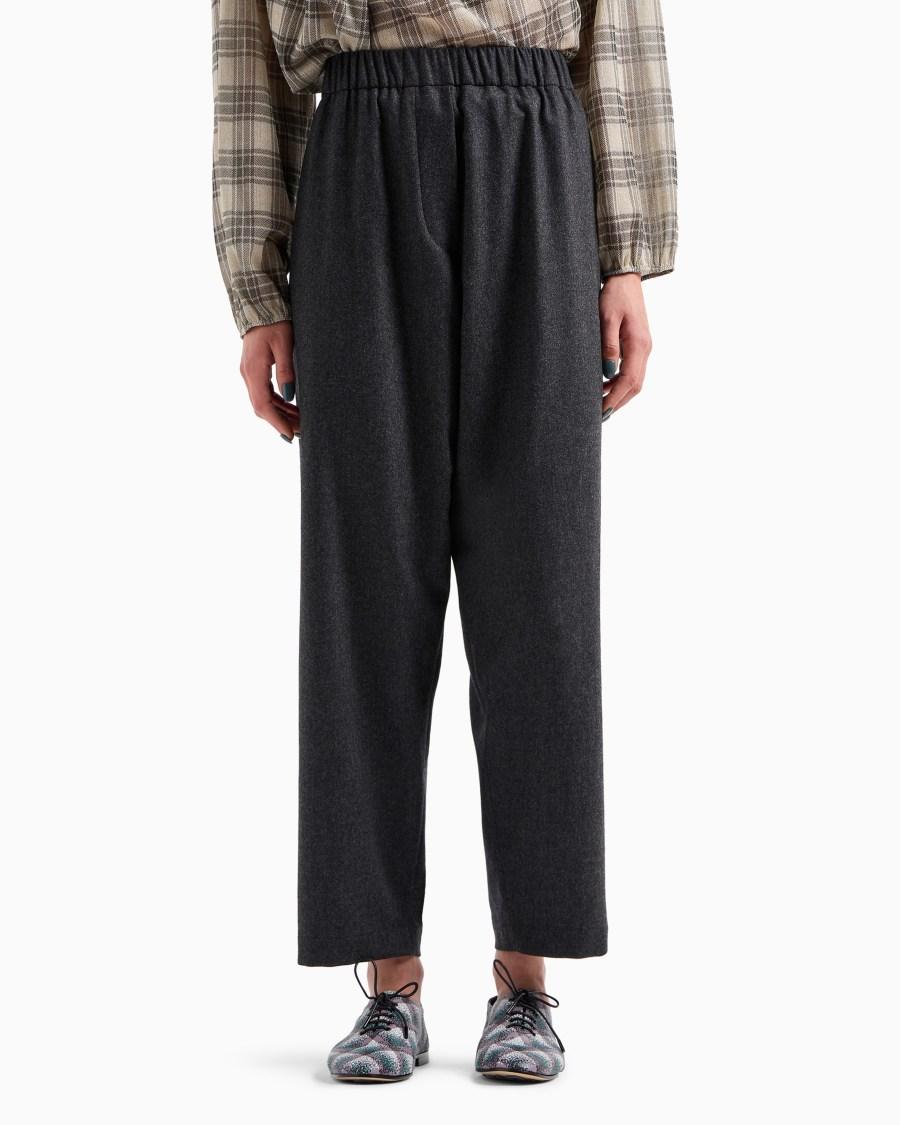 The world of armani PANTALONI MORBIDI IN FLANELLA LANA E CASHMERE Fino Al -60%