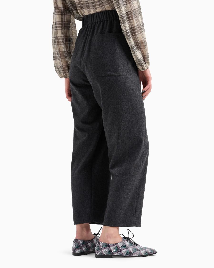The world of armani PANTALONI MORBIDI IN FLANELLA LANA E CASHMERE Fino Al -60%
