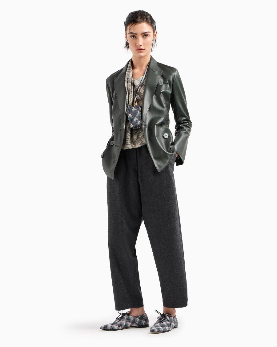 The world of armani PANTALONI MORBIDI IN FLANELLA LANA E CASHMERE Fino Al -60%