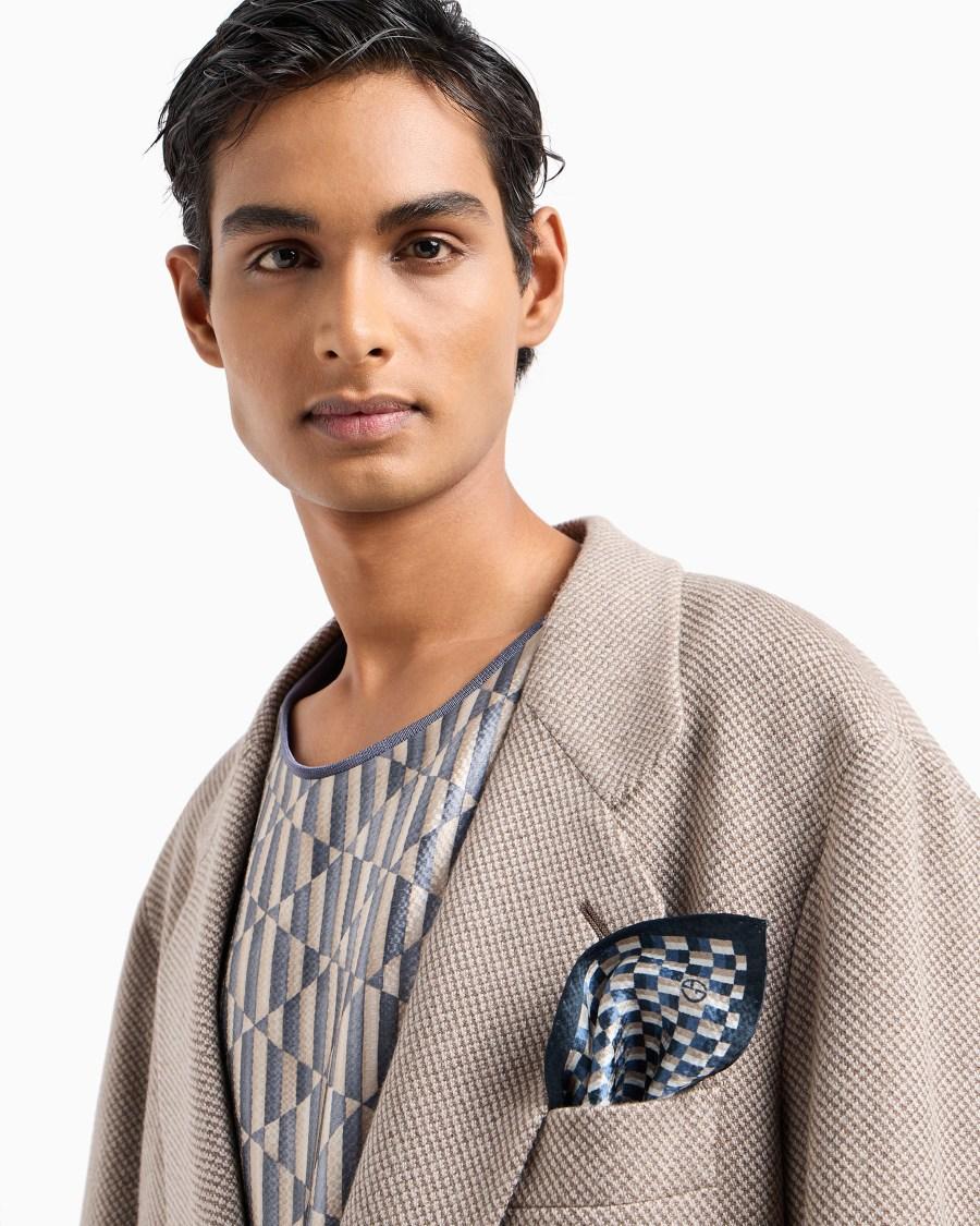 The world of armani POCHETTE DA TASCHINO IN SETA SEERSUCKER STAMPATA Shopping Online
