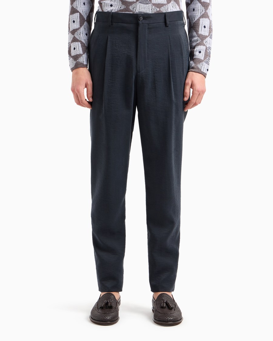 The world of armani PANTALONI A DUE PINCES IN TWILL MISTO SETA Sottocosto