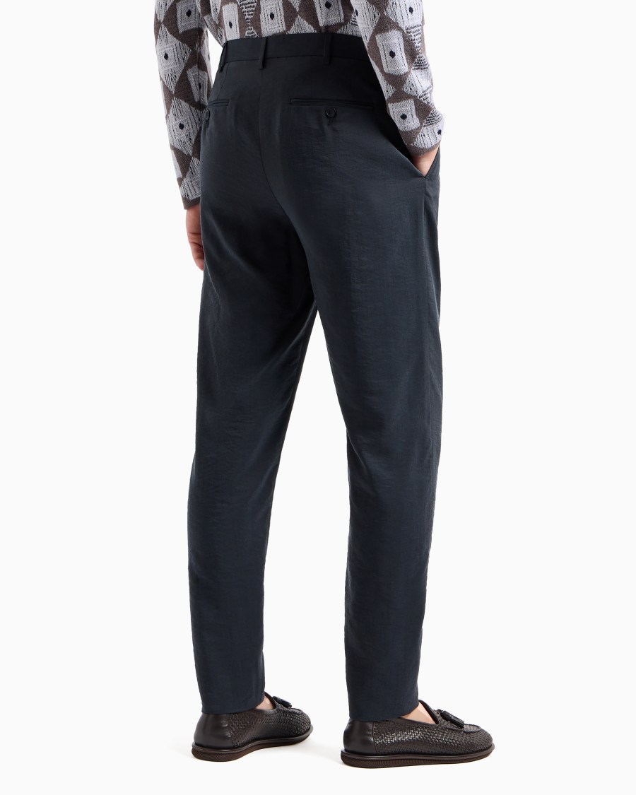 The world of armani PANTALONI A DUE PINCES IN TWILL MISTO SETA Sottocosto