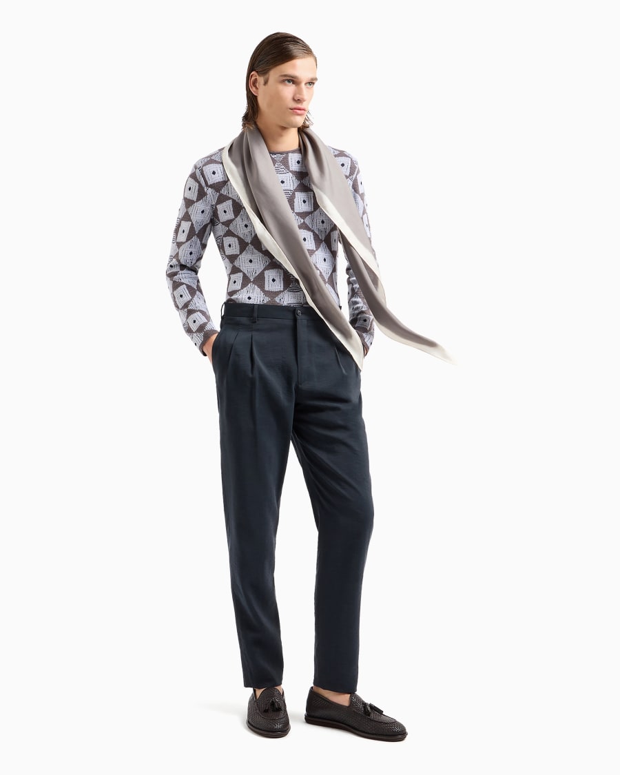 The world of armani PANTALONI A DUE PINCES IN TWILL MISTO SETA Sottocosto