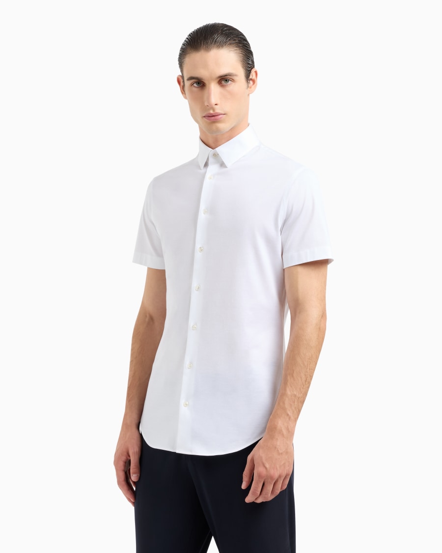 The world of armani CAMICIA A MANICHE CORTE IN JERSEY DI COTONE Presa