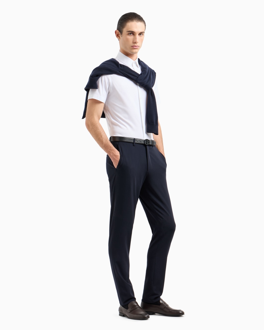 The world of armani CAMICIA A MANICHE CORTE IN JERSEY DI COTONE Presa