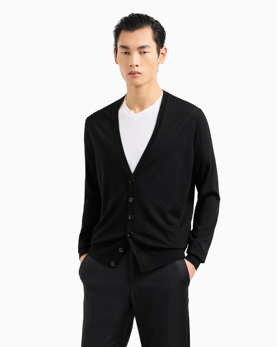 The world of armani CARDIGAN CON BOTTONI IN LANA VERGINE Vendita Economica