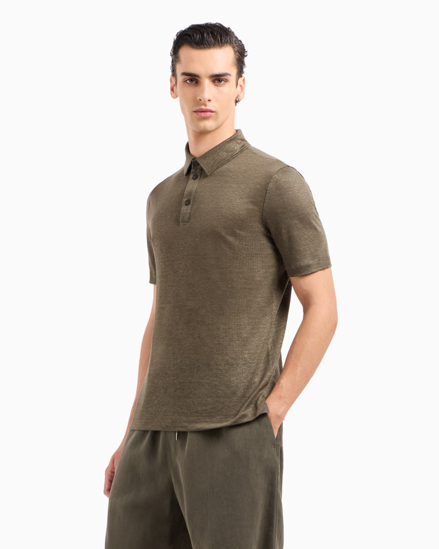 The world of armani POLO A MANICHE CORTE IN JERSEY DI PURO LINO Italy