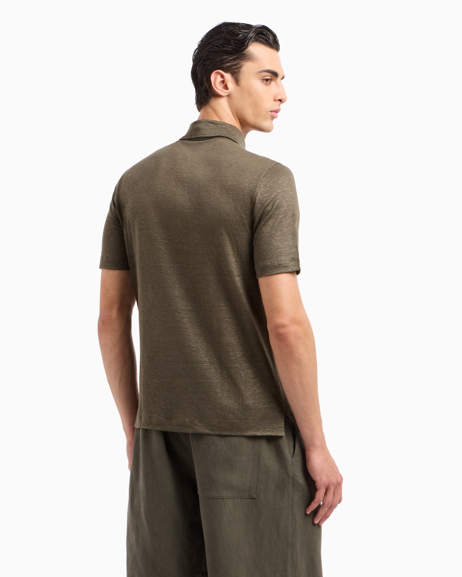 The world of armani POLO A MANICHE CORTE IN JERSEY DI PURO LINO Italy