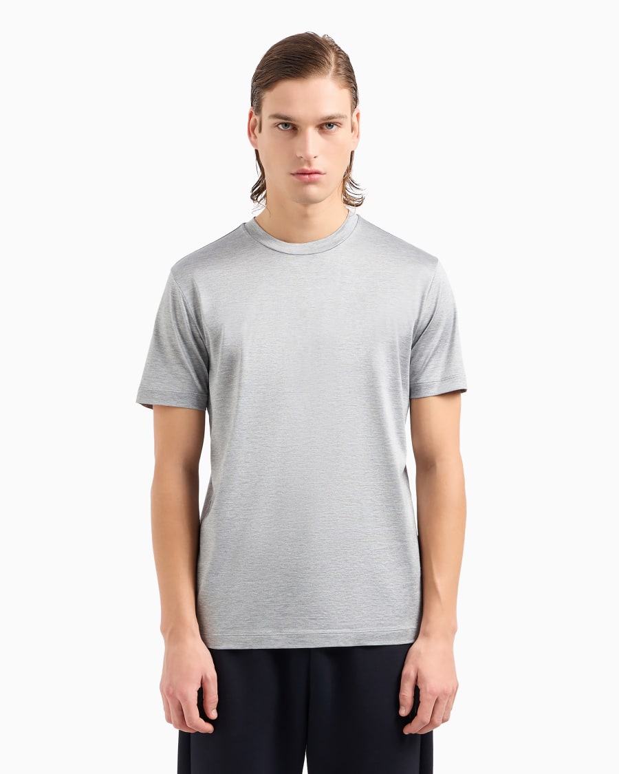 The world of armani T-SHIRT IN JERSEY RASATO DI MISTO SETA E COTONE Italia