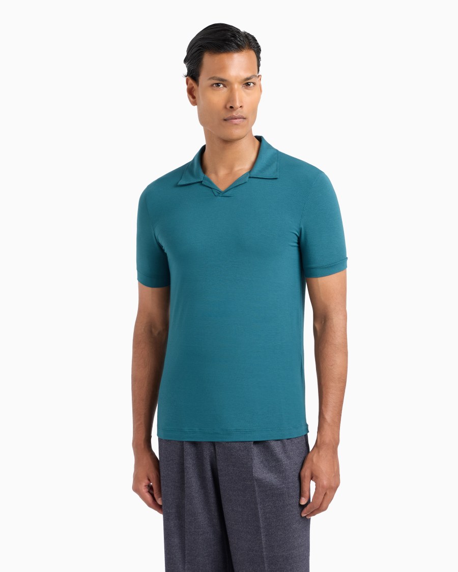 The world of armani POLO A MANICHE CORTE IN JERSEY DI VISCOSA STRETCH 2025