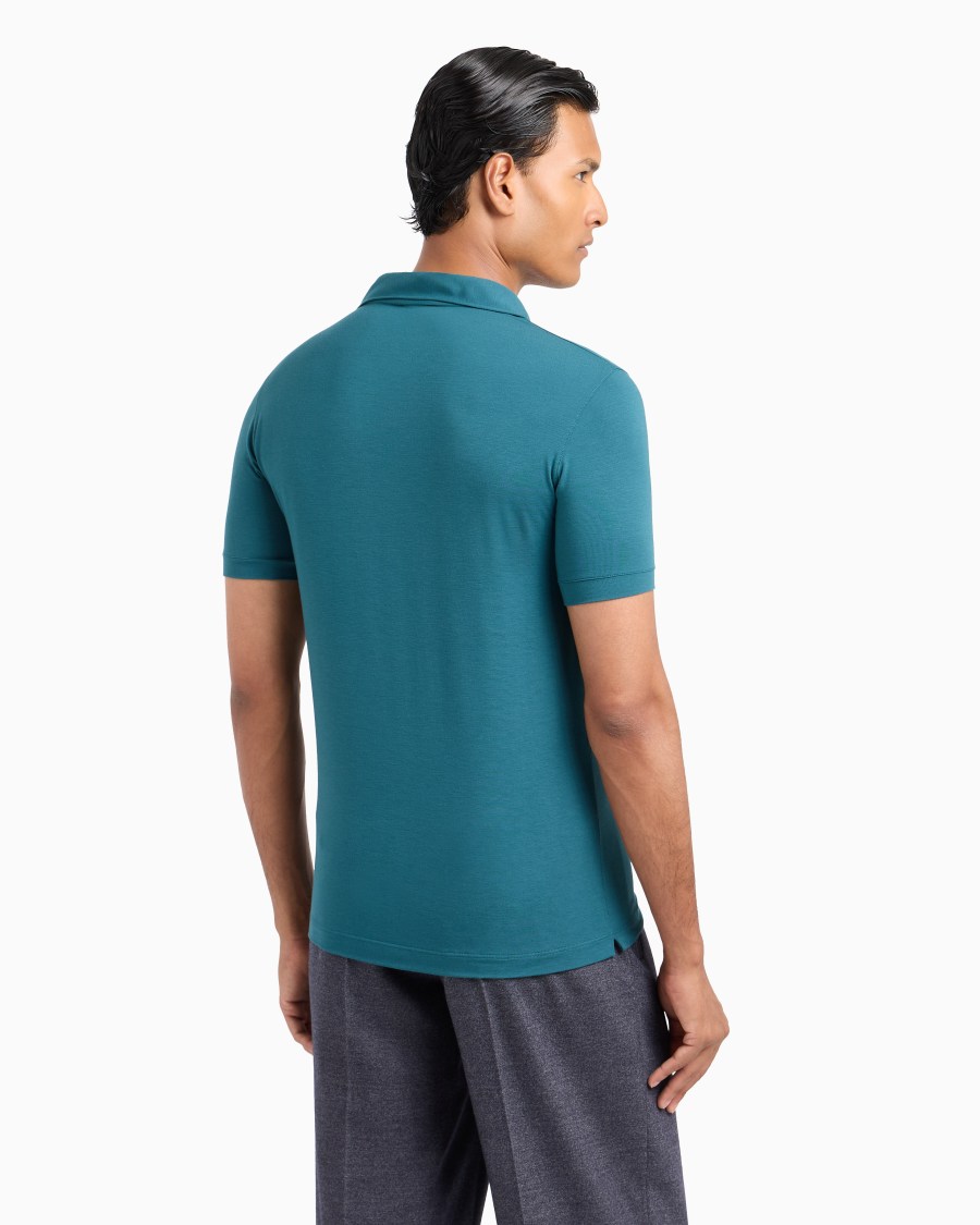 The world of armani POLO A MANICHE CORTE IN JERSEY DI VISCOSA STRETCH 2025