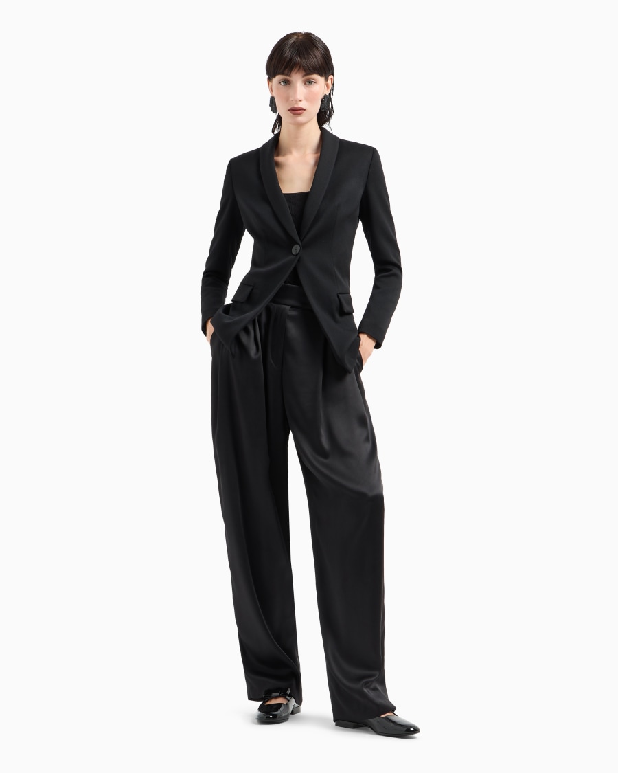The world of armani MAGLIA GIROCOLLO IN JERSEY DI VISCOSA E CASHMERE JACQUARD ASV Soddisfazione Garantita