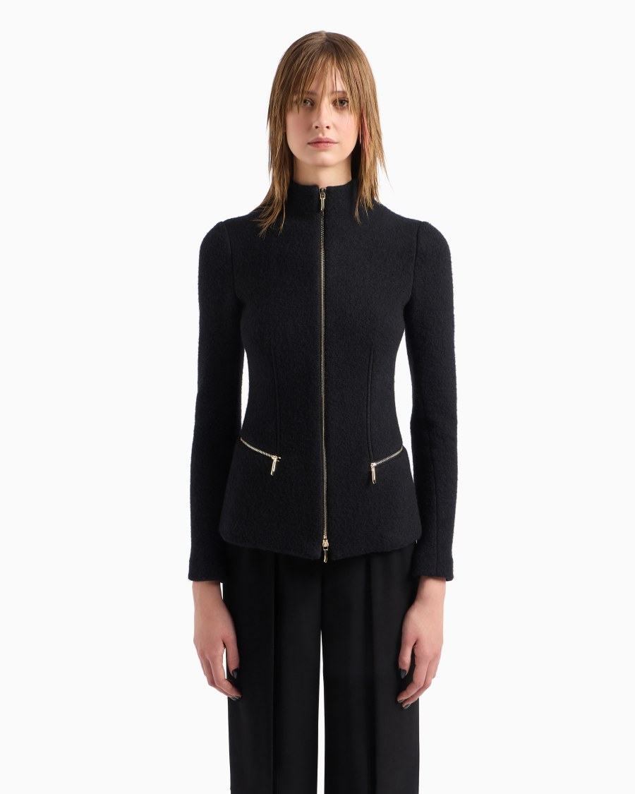 The world of armani GIACCA CON ZIP IN COTONE LANA E CASHMERE DOUBLE Promozione Limitata