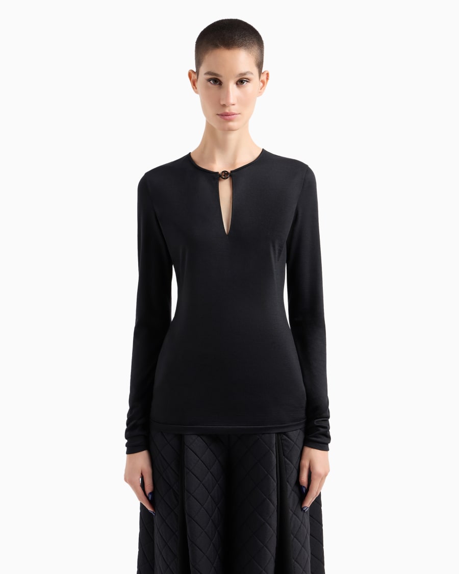 The world of armani MAGLIA A MANICHE LUNGHE IN JERSEY DI LANA Online
