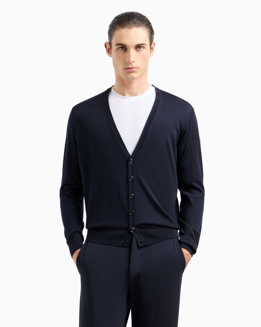 The world of armani CARDIGAN CON BOTTONI IN LANA VERGINE Nuovo