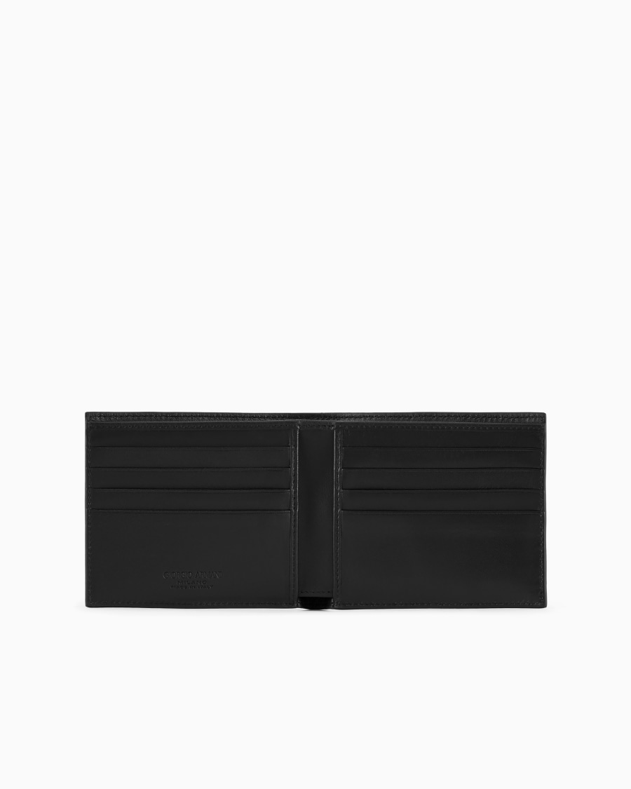 The world of armani PORTAFOGLIO BIFOLD IN NAPPA CON LOGO RICAMATO Qualità
