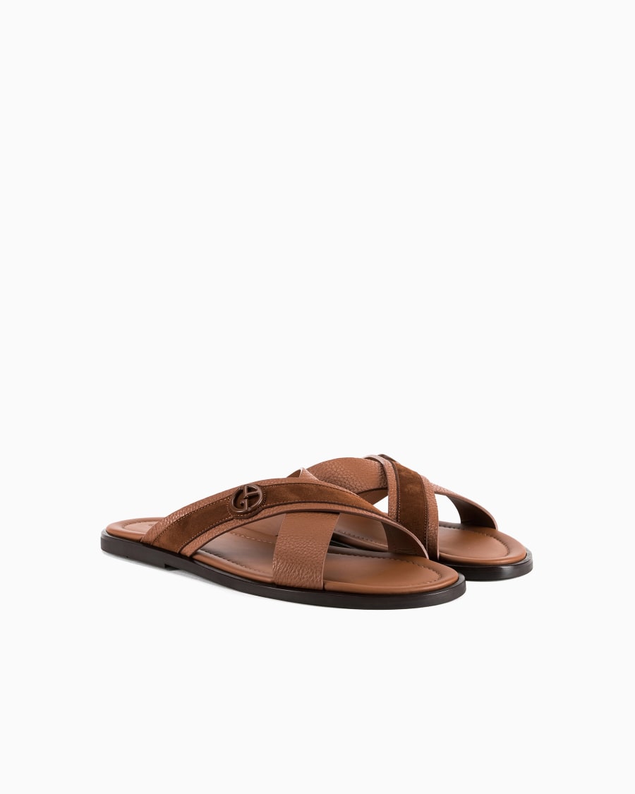 The world of armani SANDALI CROSS IN PELLE SCAMOSCIATA BICOLORE Vendita