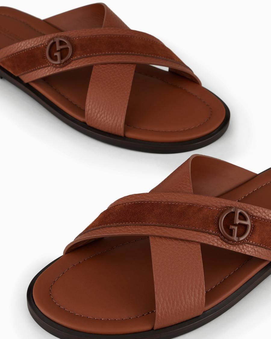 The world of armani SANDALI CROSS IN PELLE SCAMOSCIATA BICOLORE Vendita