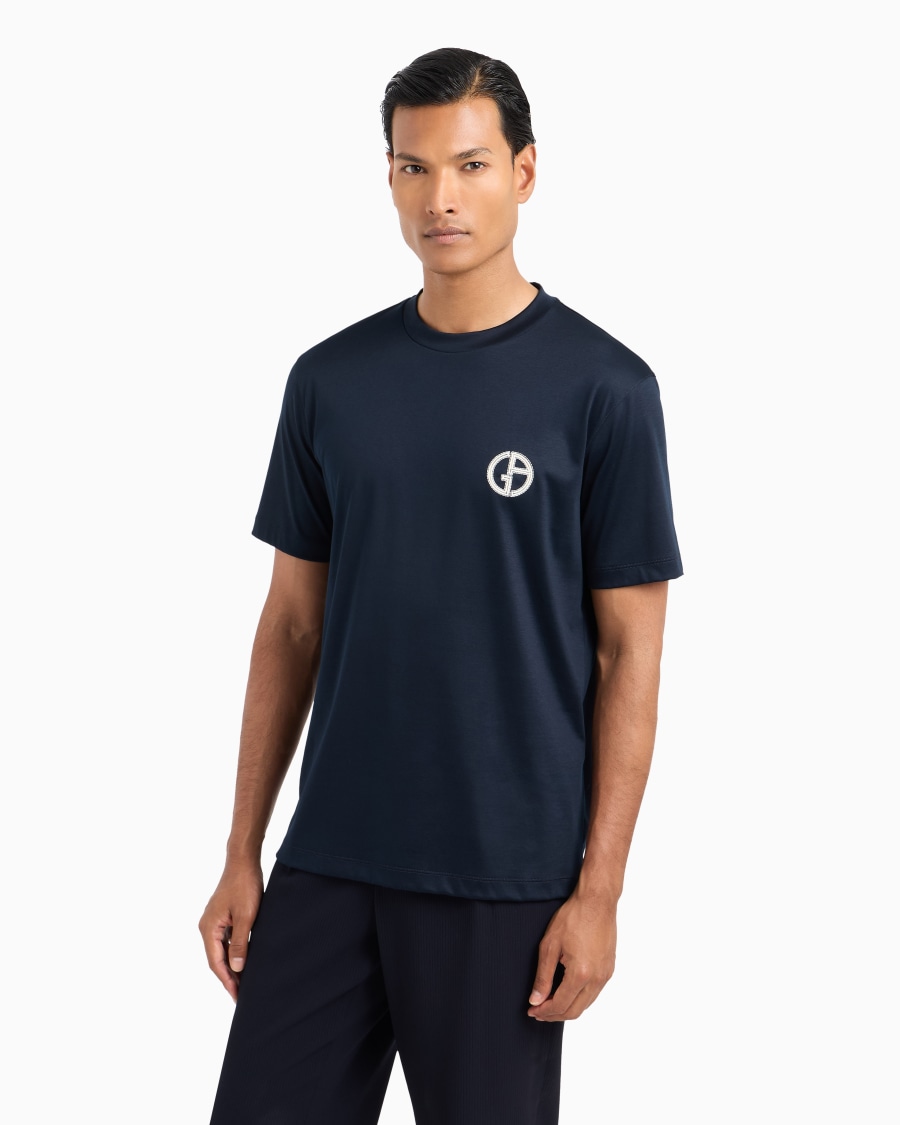 The world of armani T-SHIRT GIROCOLLO IN INTERLOCK DI COTONE Negozi Online