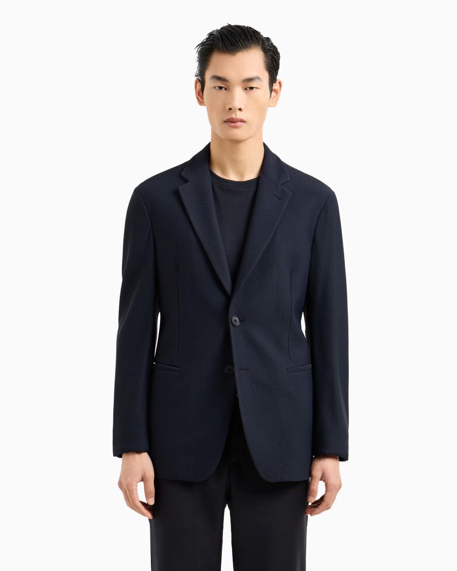 The world of armani GIACCA MONOPETTO IN GAUFRÉ TECNICO Fino Al -60%