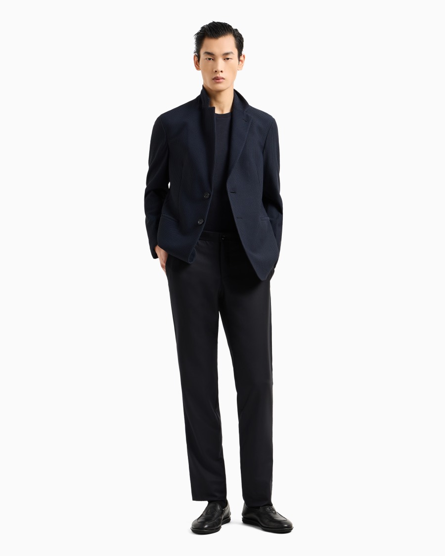 The world of armani GIACCA MONOPETTO IN GAUFRÉ TECNICO Fino Al -60%