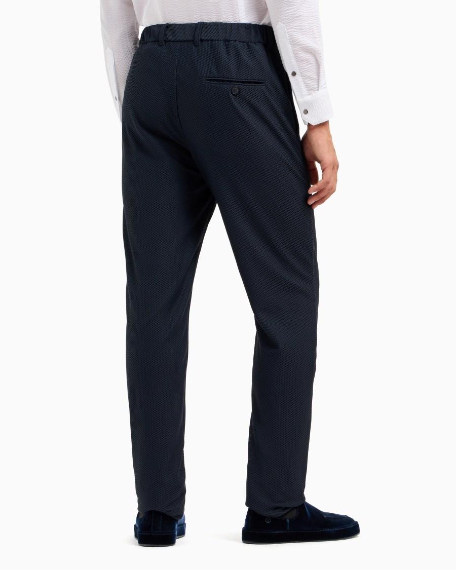 The world of armani PANTALONI FLAT FRONT IN GAUFRÉ TECNICO Shopping Online