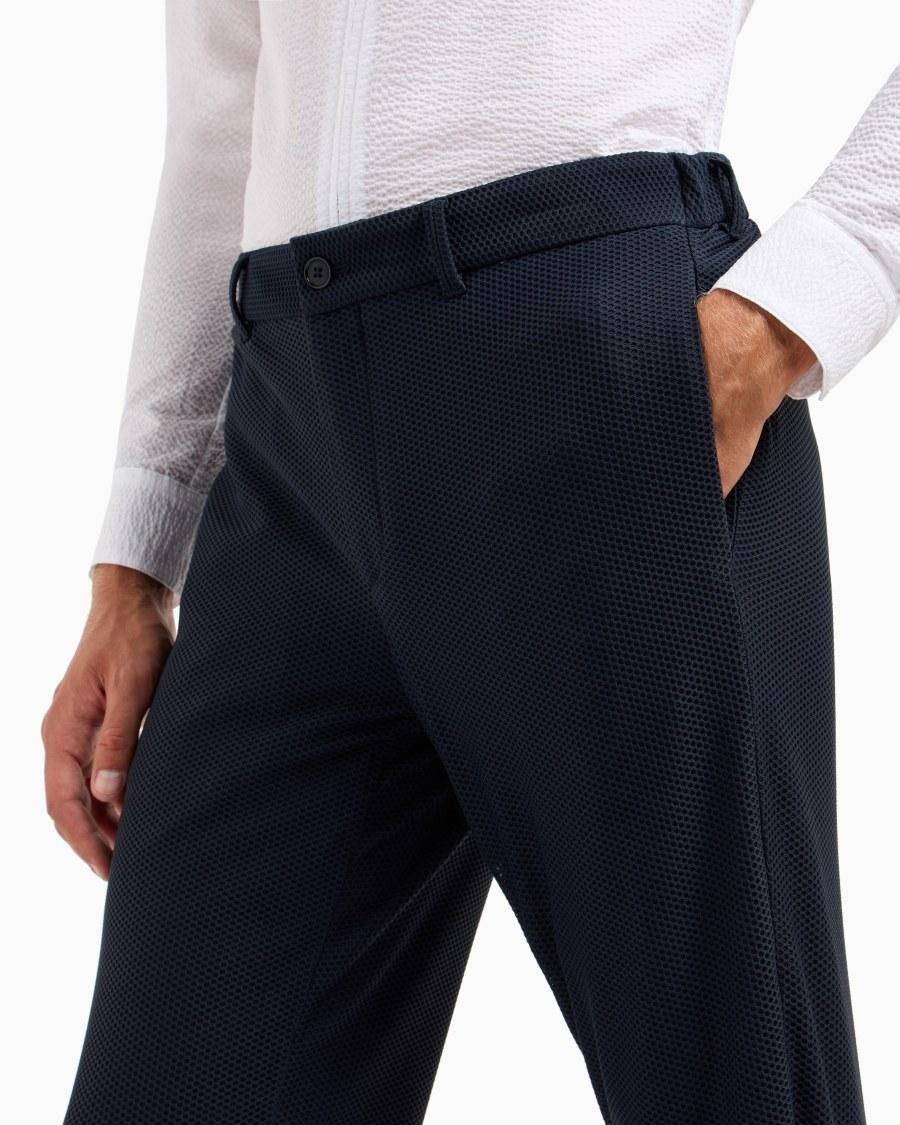 The world of armani PANTALONI FLAT FRONT IN GAUFRÉ TECNICO Shopping Online