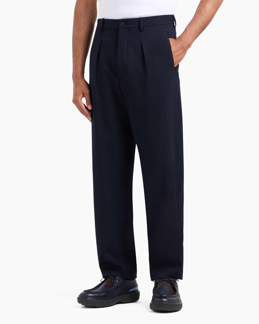 The world of armani PANTALONI A UNA PINCE IN LANA VERGINE STRETCH Affare Del Giorno