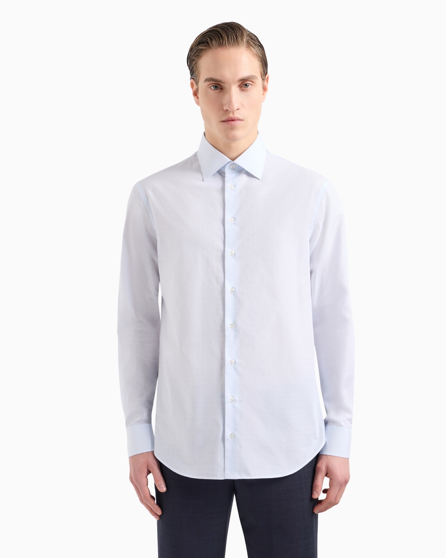 The world of armani CAMICIA REGULAR FIT IN COTONE MICROARMATURATO Convenienza