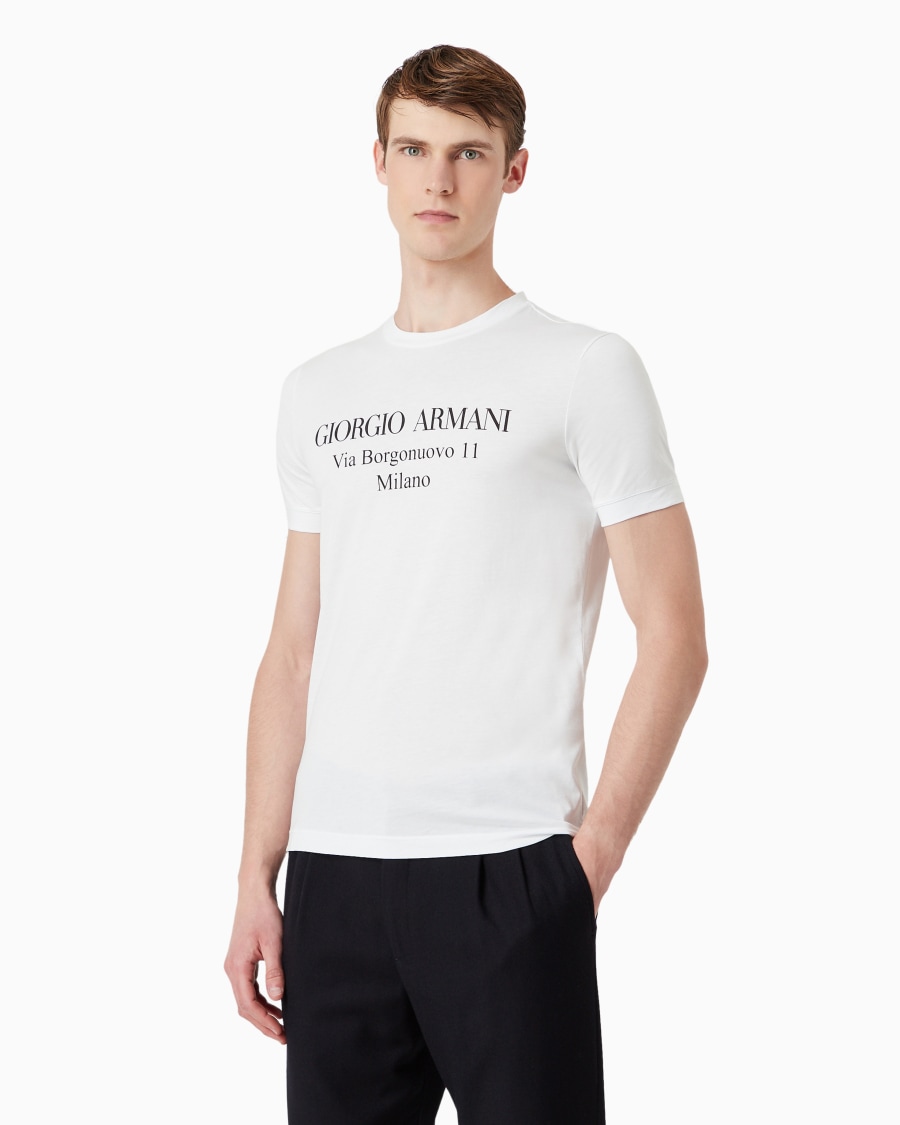The world of armani T-SHIRT GIROCOLLO BORGONUOVO 11 IN JERSEY DI COTONE PIMA Novità