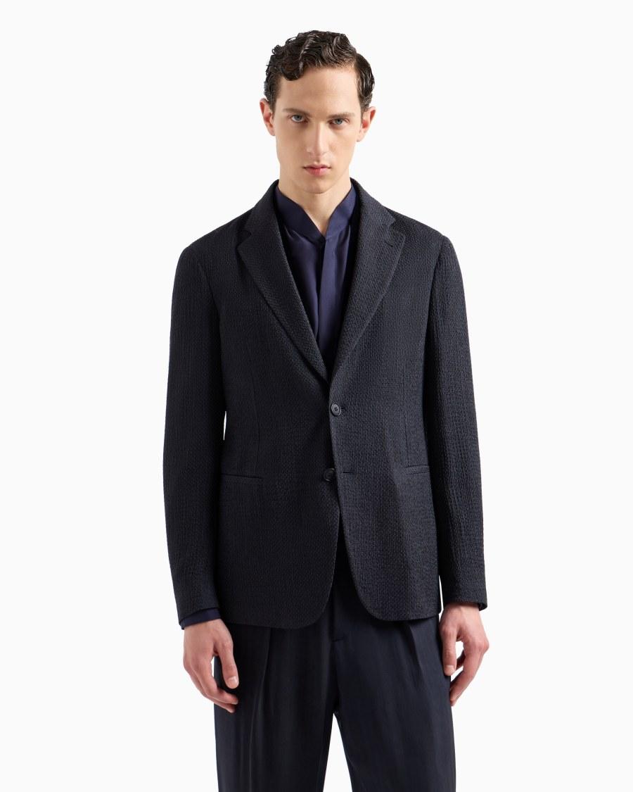The world of armani GIACCA MONOPETTO IN MISTO CUPRO EFFETTO MESH Sconto