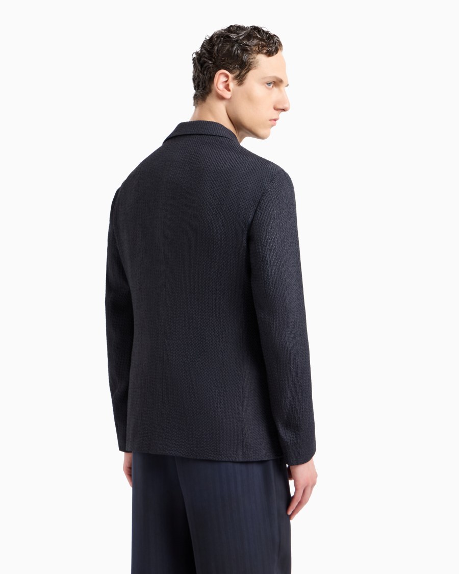 The world of armani GIACCA MONOPETTO IN MISTO CUPRO EFFETTO MESH Sconto