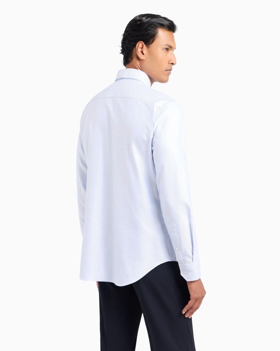 The world of armani CAMICIA REGULAR FIT IN COTONE MICROARMATURATO Vendita Calda