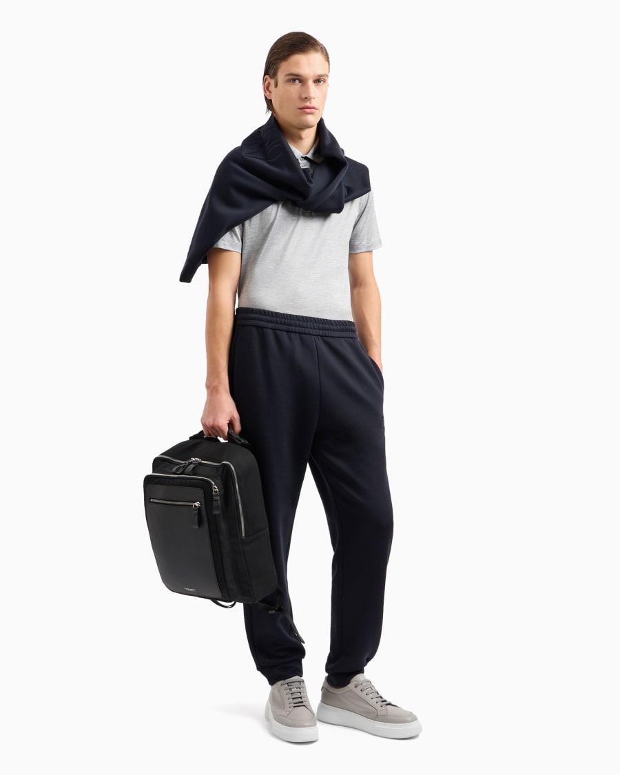 The world of armani POLO IN JERSEY DI SETA E COTONE MELANGE Saldi Di Fabbrica