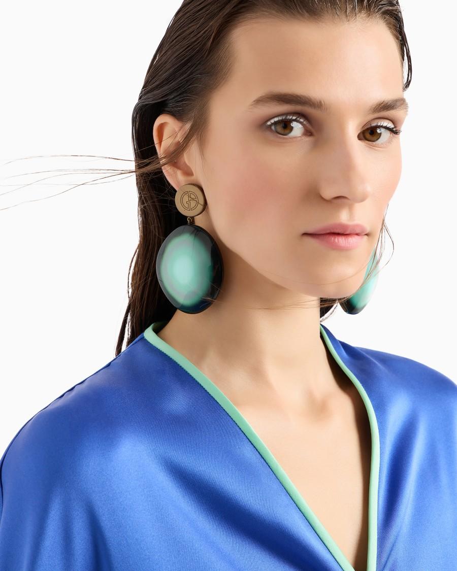 The world of armani ORECCHINI A CLIP CON PENDENTE OVALE IN RESINA Moda