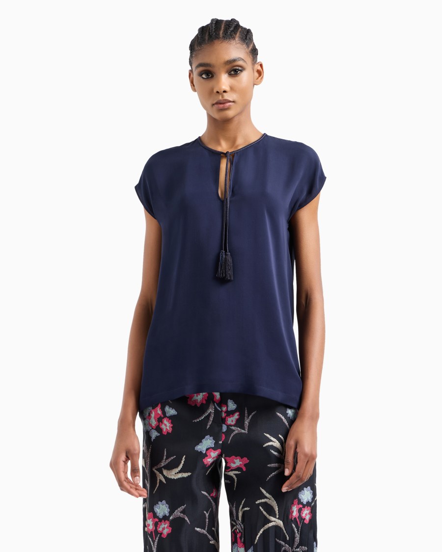The world of armani BLUSA IN DOPPIA GEORGETTE DI SETA Acquista Ora