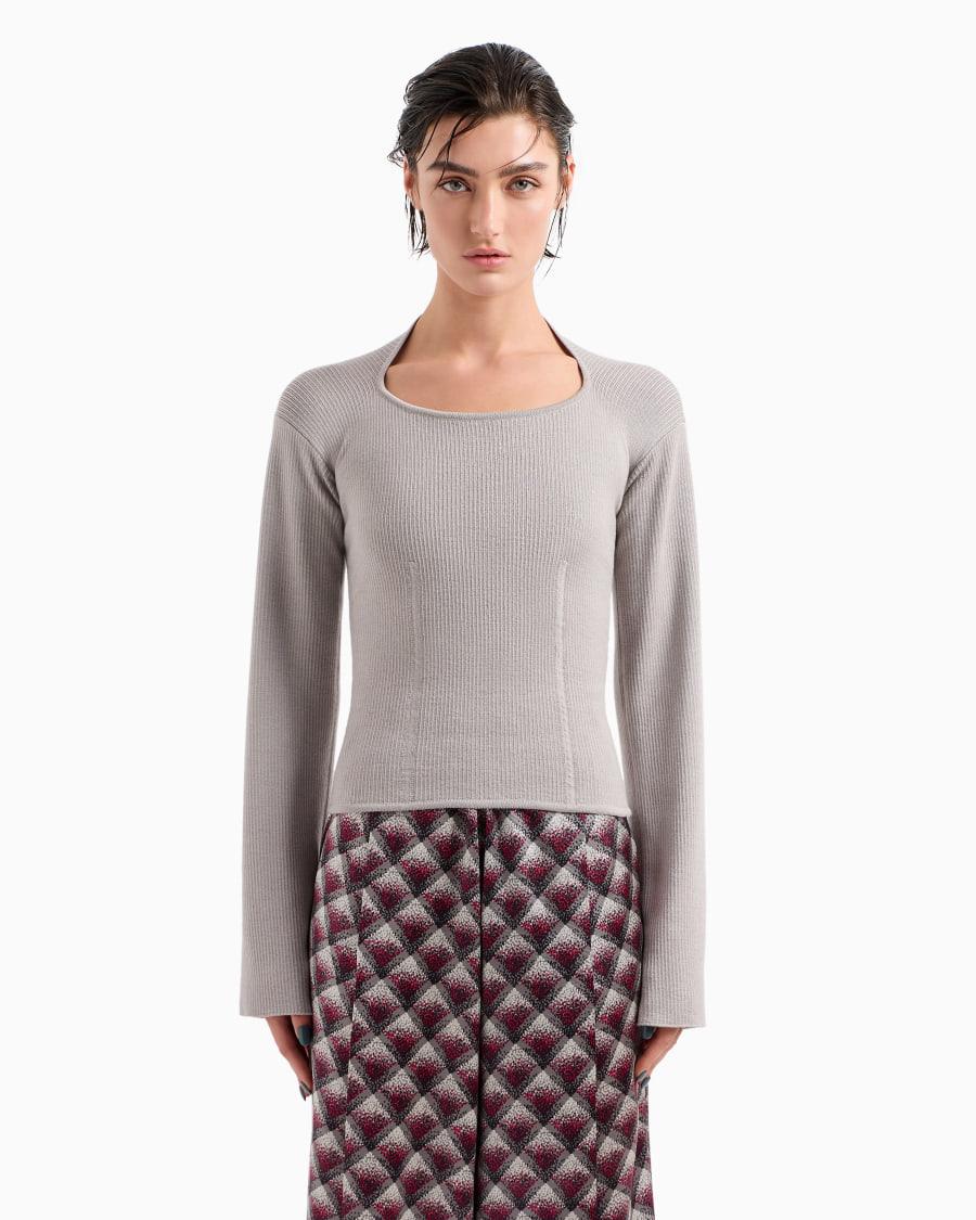 The world of armani MAGLIA IN LANA E VISCOSA A COSTE Consegna Veloce