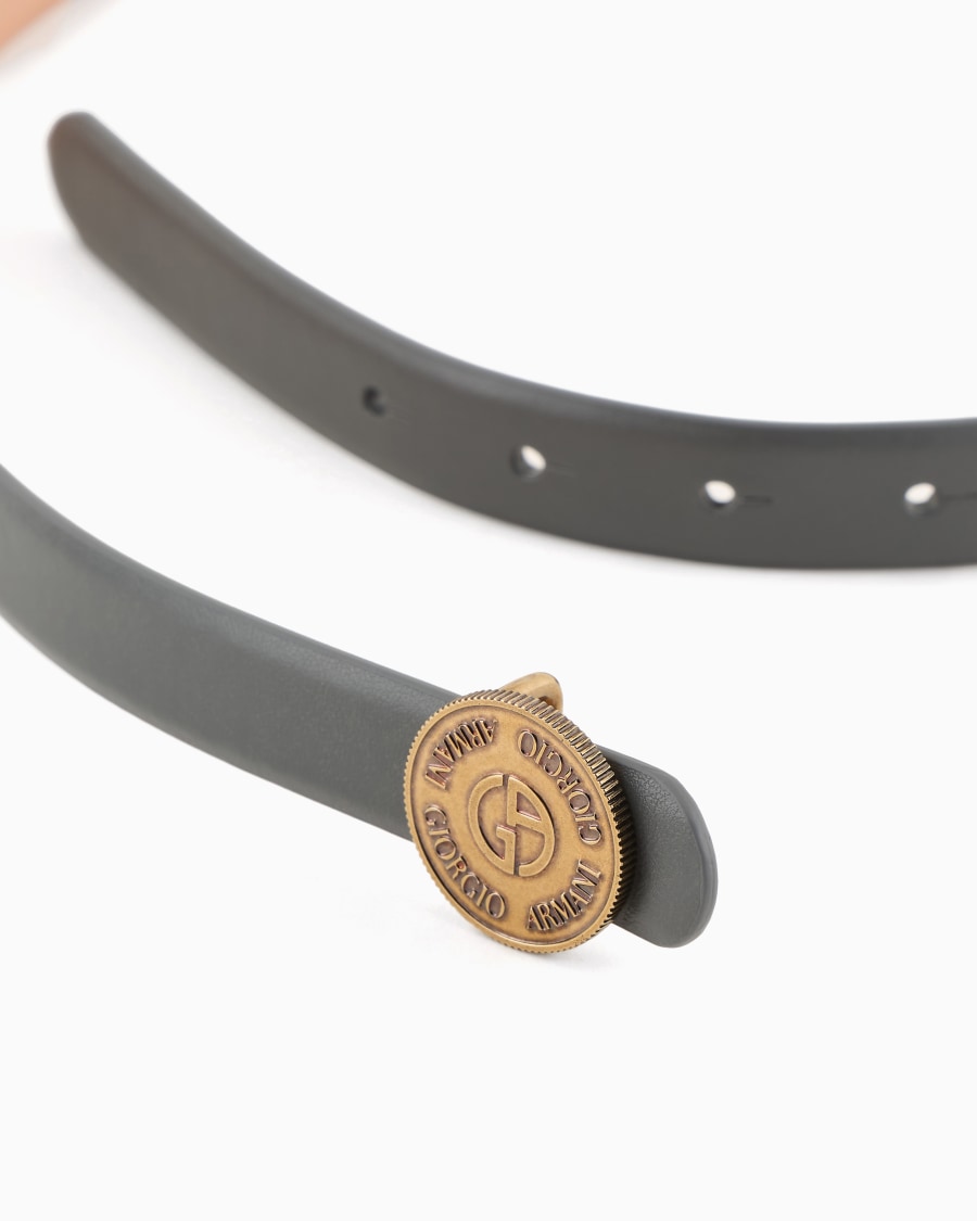 The world of armani CINTURA SOTTILE IN PELLE CON ARDIGLIONE TONDO Sottocosto